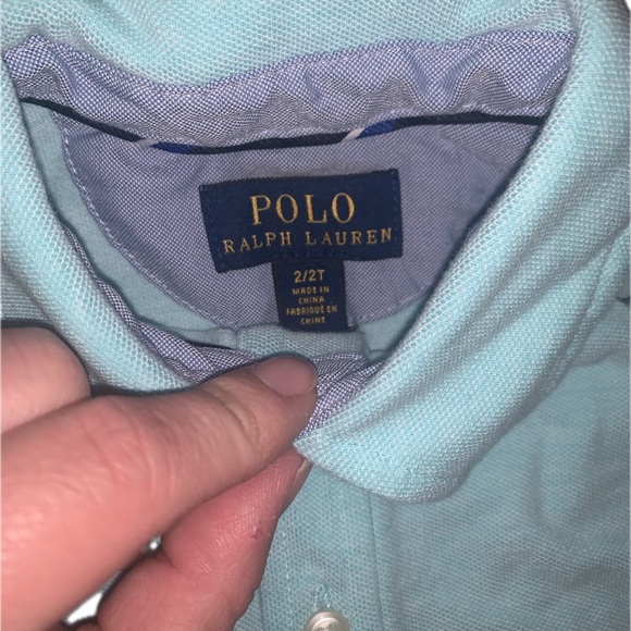 Polo Ralph Lauren Blue Toddler. Baby Collared Shirt Marlin Fish Pattern Aqua 2T - Picture 4 of 5
